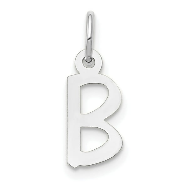 Solid 14k White Gold Small Slanted Block Initial Letter T Alphabet Charm 15mm